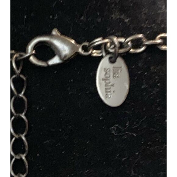 Vintage Lia Sophia Dk Grey Hammered Galactic Lnk Rings 16” 3” Extender Necklace - Picture 3 of 3